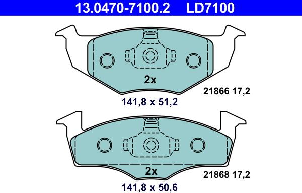 ATE 13.0470-7100.2 - Kit pastiglie freno, Freno a disco autozon.pro