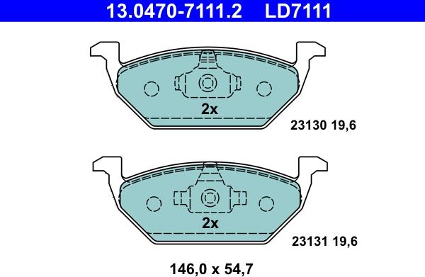 ATE 13.0470-7111.2 - Kit pastiglie freno, Freno a disco autozon.pro