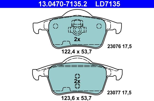 ATE 13.0470-7135.2 - Kit pastiglie freno, Freno a disco autozon.pro