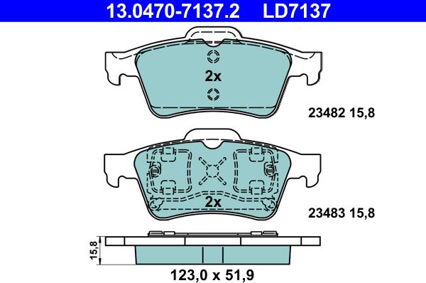 ATE 13.0470-7137.2 - Kit pastiglie freno, Freno a disco autozon.pro