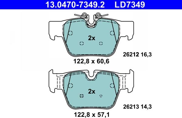 ATE 13.0470-7349.2 - Kit pastiglie freno, Freno a disco autozon.pro