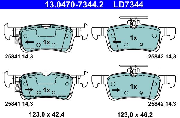 ATE 13.0470-7344.2 - Kit pastiglie freno, Freno a disco autozon.pro