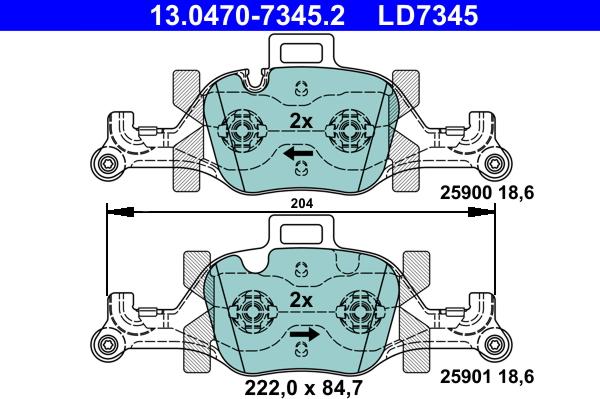 ATE 13.0470-7345.2 - Kit pastiglie freno, Freno a disco autozon.pro