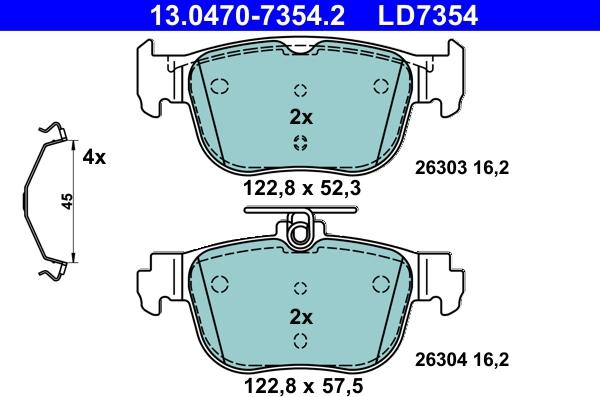 ATE 13.0470-7354.2 - Kit pastiglie freno, Freno a disco autozon.pro