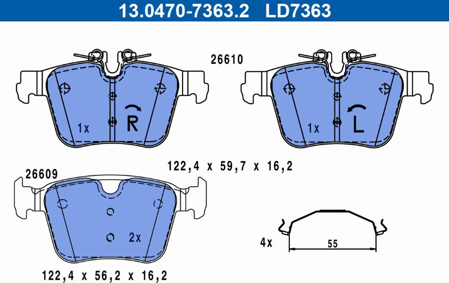 ATE 13.0470-7363.2 - Kit pastiglie freno, Freno a disco autozon.pro