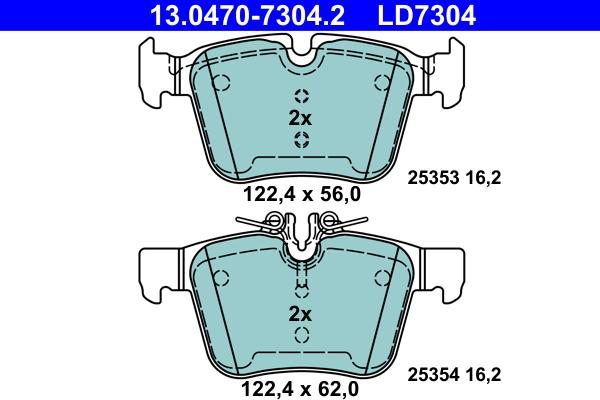 ATE 13.0470-7304.2 - Kit pastiglie freno, Freno a disco autozon.pro