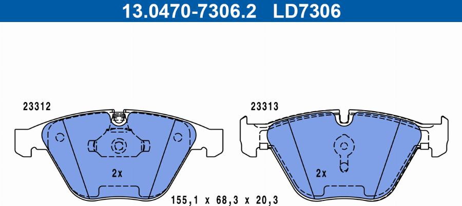 ATE 13.0470-7306.2 - Kit pastiglie freno, Freno a disco autozon.pro