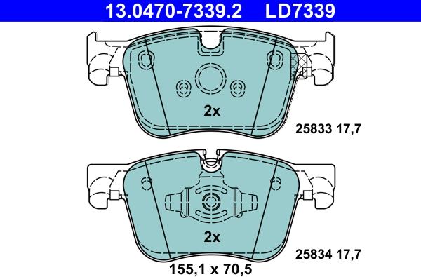 ATE 13.0470-7339.2 - Kit pastiglie freno, Freno a disco autozon.pro