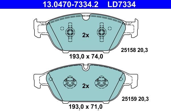 ATE 13.0470-7334.2 - Kit pastiglie freno, Freno a disco autozon.pro