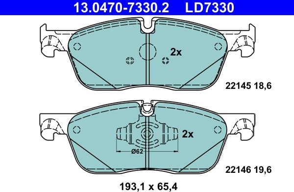 ATE 13.0470-7330.2 - Kit pastiglie freno, Freno a disco autozon.pro