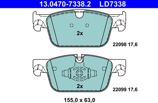 ATE 13.0470-7338.2 - Kit pastiglie freno, Freno a disco autozon.pro