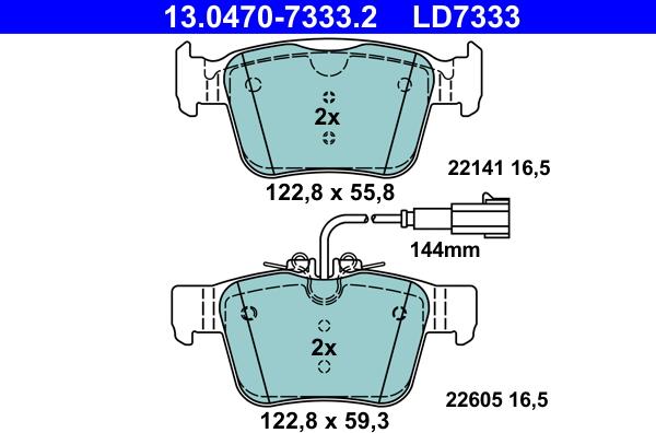 ATE 13.0470-7333.2 - Kit pastiglie freno, Freno a disco autozon.pro