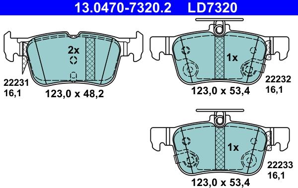 ATE 13.0470-7320.2 - Kit pastiglie freno, Freno a disco autozon.pro