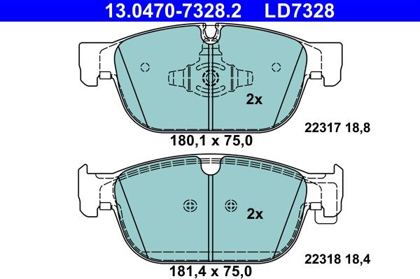 ATE 13.0470-7328.2 - Kit pastiglie freno, Freno a disco autozon.pro