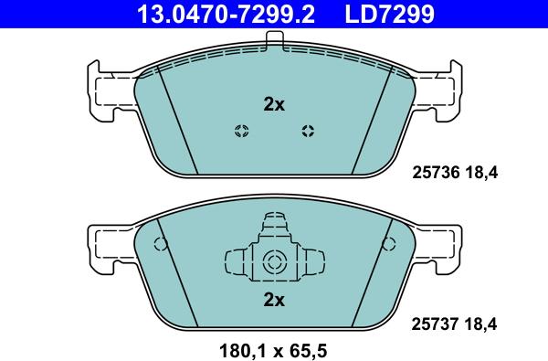 ATE 13.0470-7299.2 - Kit pastiglie freno, Freno a disco autozon.pro