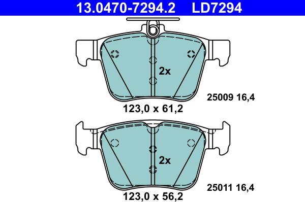 ATE 13.0470-7294.2 - Kit pastiglie freno, Freno a disco autozon.pro