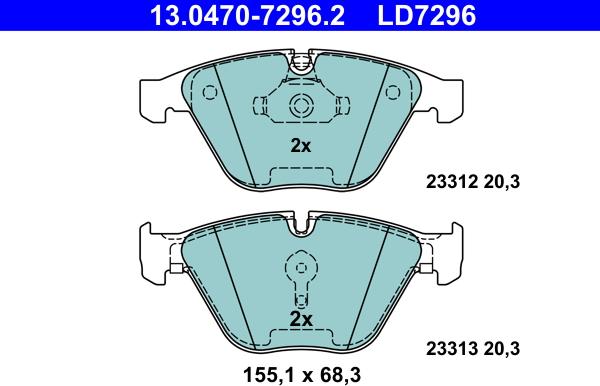 ATE 13.0470-7296.2 - Kit pastiglie freno, Freno a disco autozon.pro