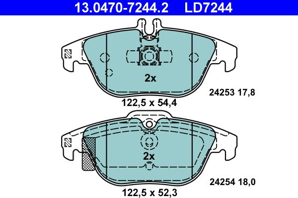 ATE 13.0470-7244.2 - Kit pastiglie freno, Freno a disco autozon.pro