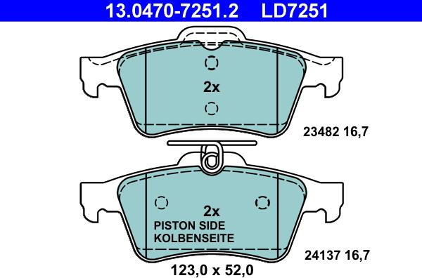 ATE 13.0470-7251.2 - Kit pastiglie freno, Freno a disco autozon.pro