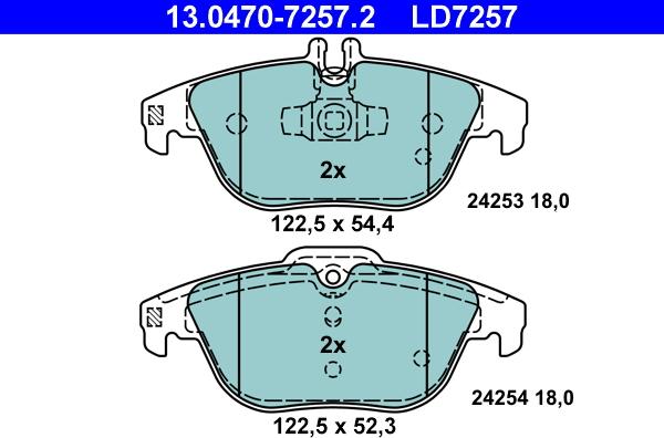 ATE 13.0470-7257.2 - Kit pastiglie freno, Freno a disco autozon.pro