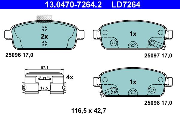 ATE 13.0470-7264.2 - Kit pastiglie freno, Freno a disco autozon.pro