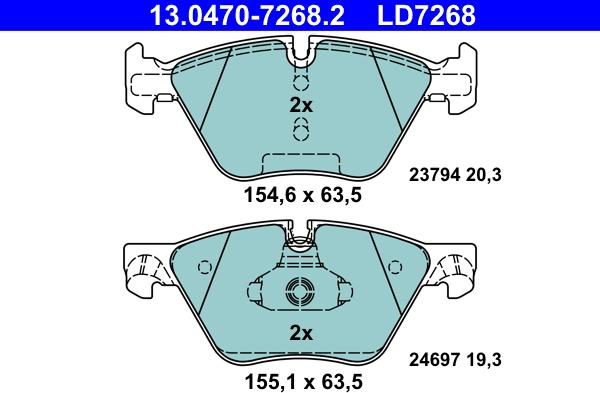 ATE 13.0470-7268.2 - Kit pastiglie freno, Freno a disco autozon.pro