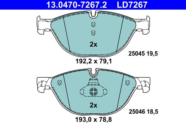 ATE 13.0470-7267.2 - Kit pastiglie freno, Freno a disco autozon.pro