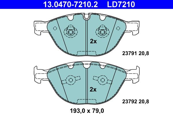 ATE 13.0470-7210.2 - Kit pastiglie freno, Freno a disco autozon.pro