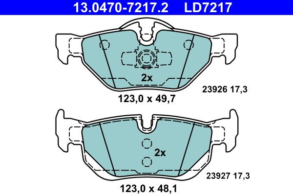 ATE 13.0470-7217.2 - Kit pastiglie freno, Freno a disco autozon.pro