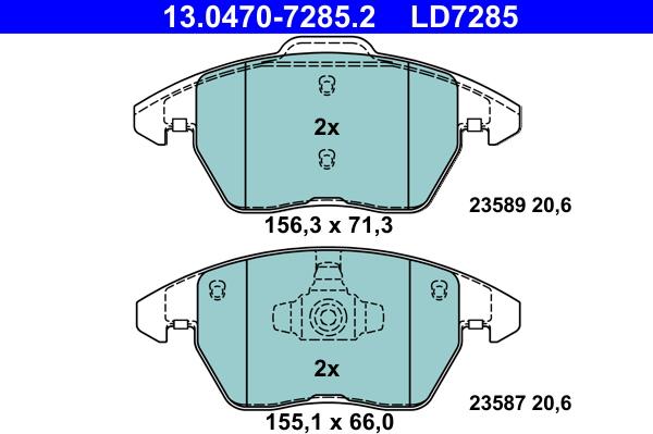 ATE 13.0470-7285.2 - Kit pastiglie freno, Freno a disco autozon.pro