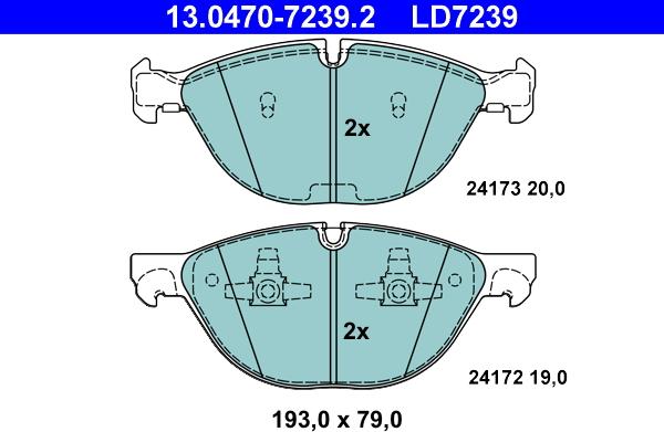 ATE 13.0470-7239.2 - Kit pastiglie freno, Freno a disco autozon.pro