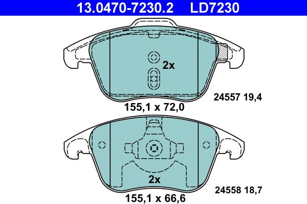 ATE 13.0470-7230.2 - Kit pastiglie freno, Freno a disco autozon.pro