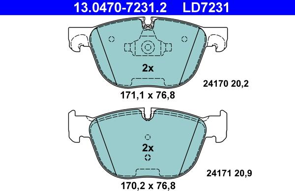 ATE 13.0470-7231.2 - Kit pastiglie freno, Freno a disco autozon.pro