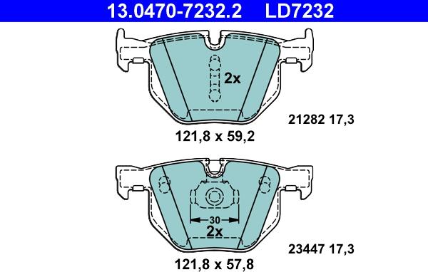 ATE 13.0470-7232.2 - Kit pastiglie freno, Freno a disco autozon.pro