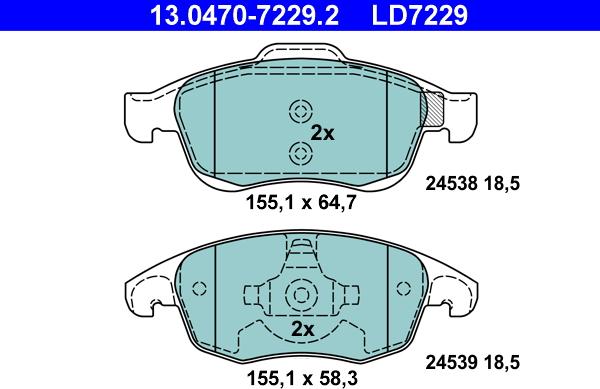 ATE 13.0470-7229.2 - Kit pastiglie freno, Freno a disco autozon.pro