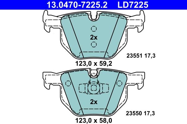 ATE 13.0470-7225.2 - Kit pastiglie freno, Freno a disco autozon.pro