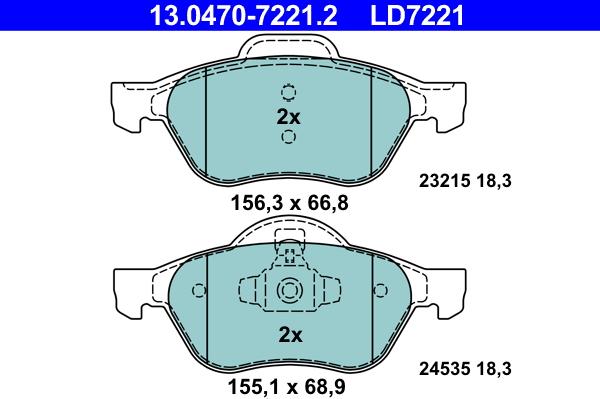 ATE 13.0470-7221.2 - Kit pastiglie freno, Freno a disco autozon.pro