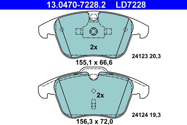 ATE 13.0470-7228.2 - Kit pastiglie freno, Freno a disco autozon.pro