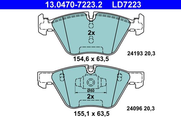 ATE 13.0470-7223.2 - Kit pastiglie freno, Freno a disco autozon.pro