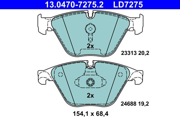 ATE 13.0470-7275.2 - Kit pastiglie freno, Freno a disco autozon.pro