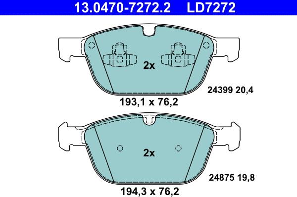 ATE 13.0470-7272.2 - Kit pastiglie freno, Freno a disco autozon.pro