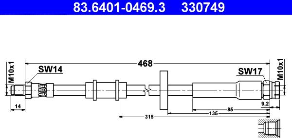 ATE 83.6401-0469.3 - Flessibile del freno autozon.pro