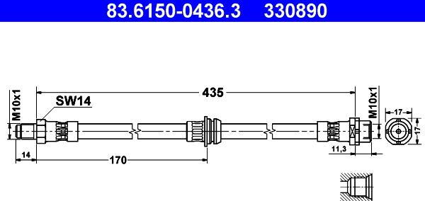 ATE 83.6150-0436.3 - Flessibile del freno autozon.pro