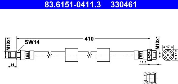 ATE 83.6151-0411.3 - Flessibile del freno autozon.pro