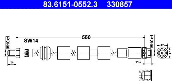 ATE 83.6151-0552.3 - Flessibile del freno autozon.pro