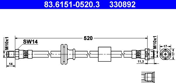 ATE 83.6151-0520.3 - Flessibile del freno autozon.pro