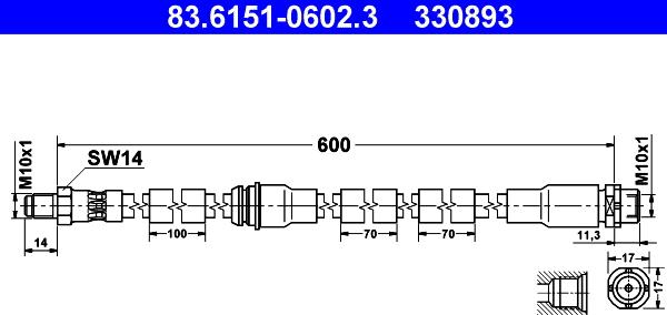 ATE 83.6151-0602.3 - Flessibile del freno autozon.pro