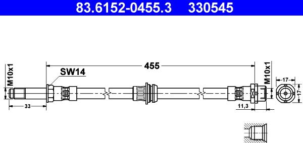 ATE 83.6152-0455.3 - Flessibile del freno autozon.pro