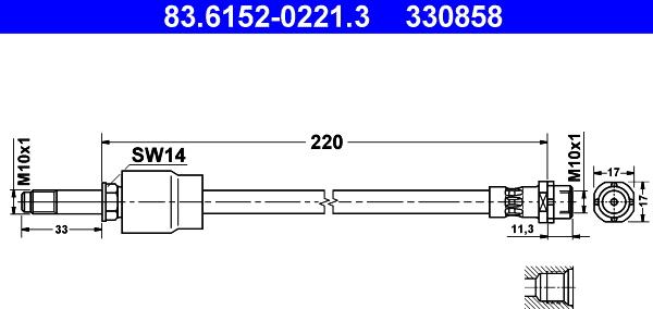 ATE 83.6152-0221.3 - Flessibile del freno autozon.pro