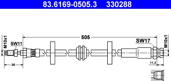 ATE 83.6169-0505.3 - Flessibile del freno autozon.pro